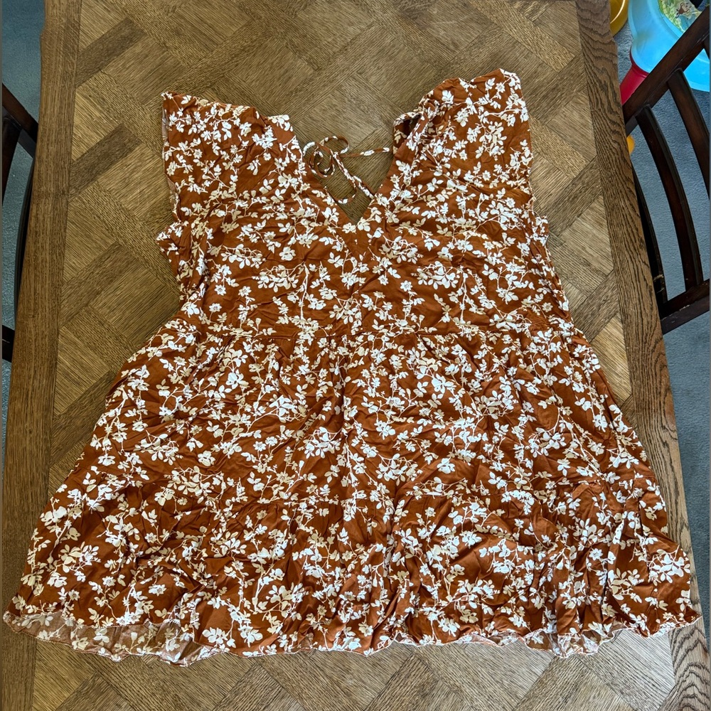 Old Navy Rust and White Floral Sundress